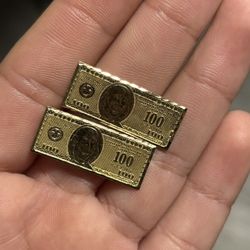 10k Gold 100 Bill Large Earings
