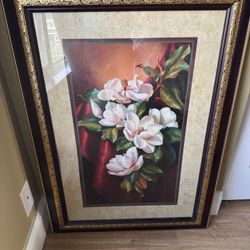 Home interior Vivian Flasch framed art print of white magnolias
