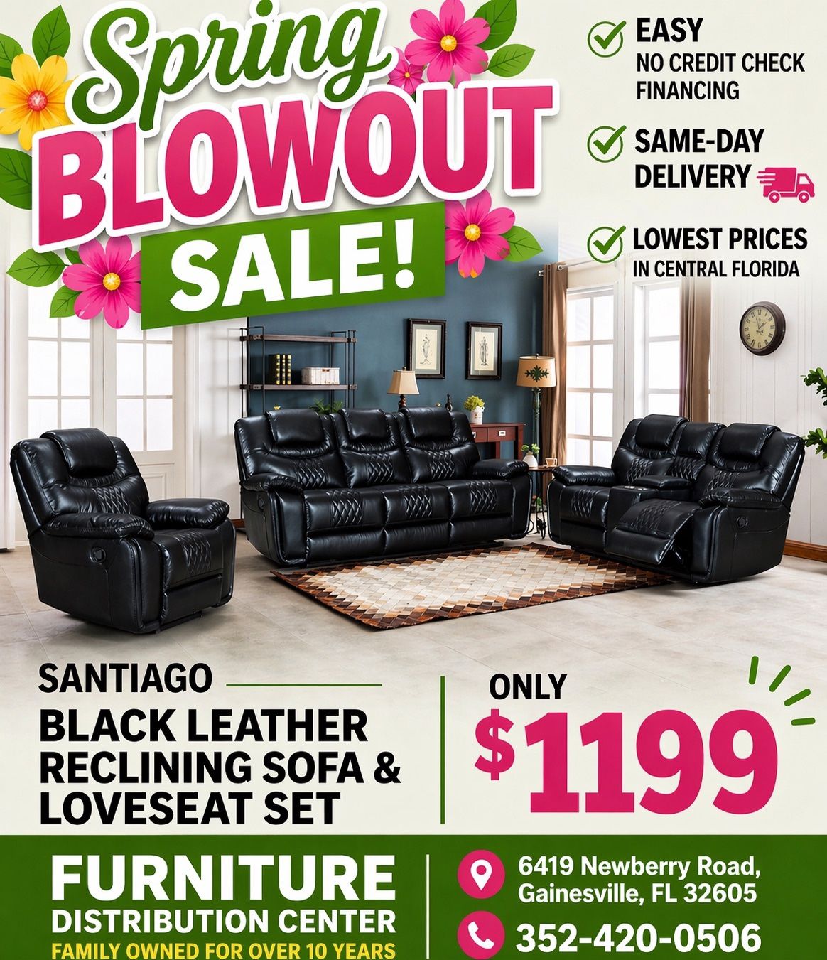 Santiago Black Loveseat/sofa Set ONLY $1199! FAST SHIPPING đźšš NO CREDIT CHECK FINANCING