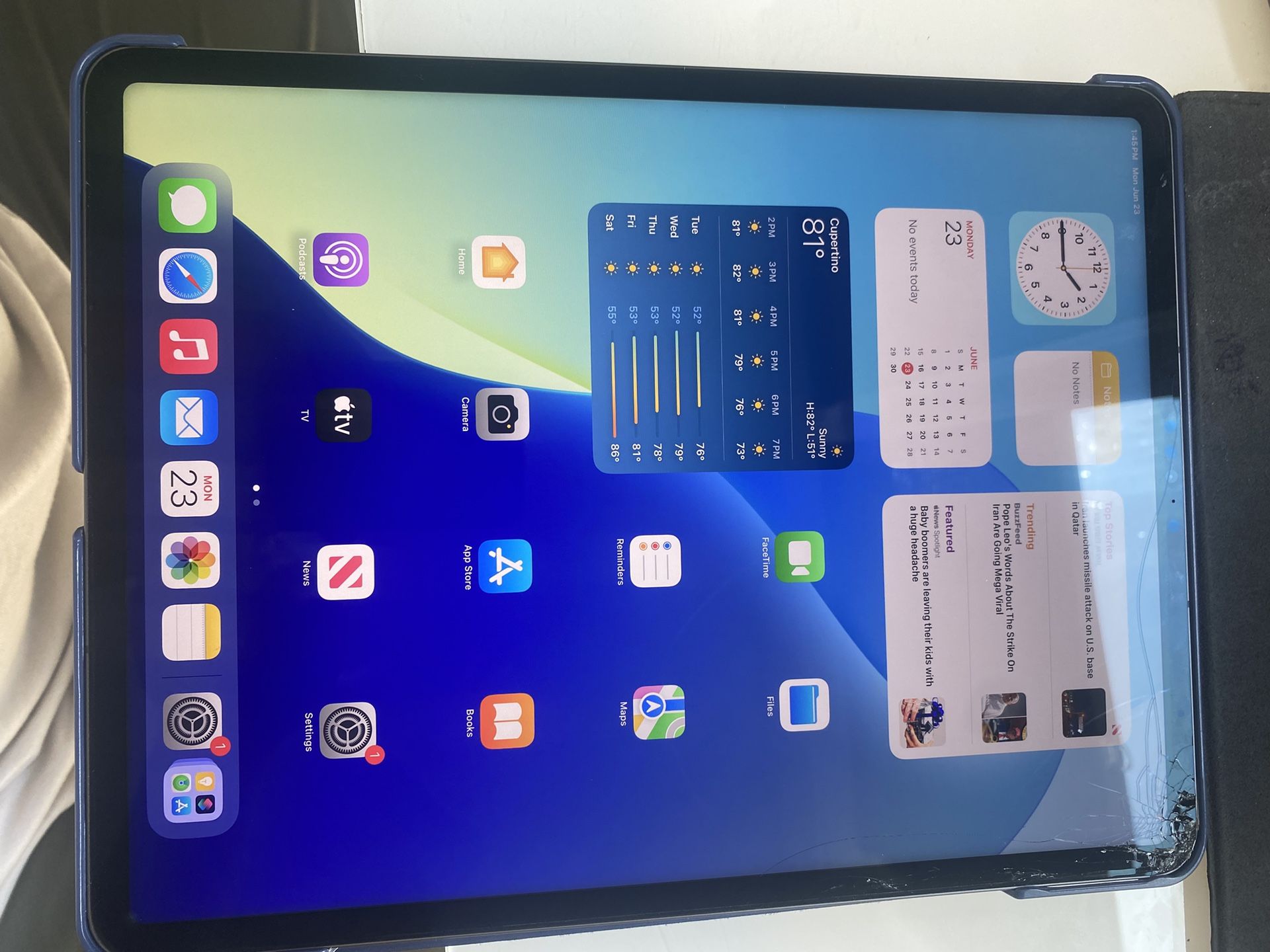 iPad Pro 5 Th Gen 12.9 Inch Wi-Fi + Cellular ** Cracked Screen