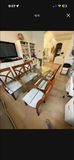 Glass table set with drawer
