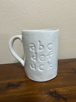 Vilks Stoneware Handcrafted White Embossed White Mug