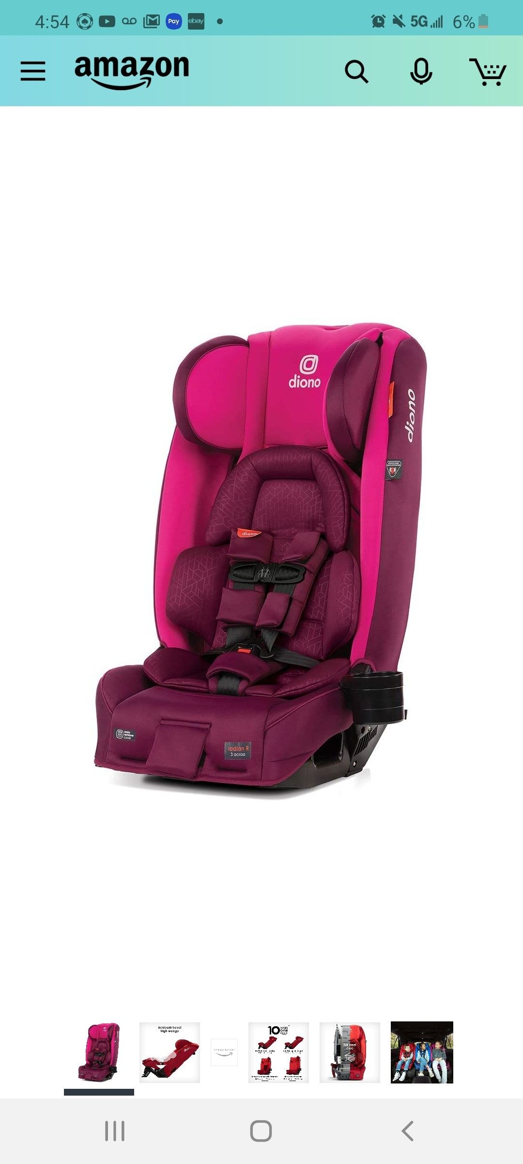 Diono 2020 Radian 3RXT, 4-in-1 Convertible, Extended Rear Facing, 10 Years 1 Car Seat, Fits 3 Across, Slim Fit Design, Purple Plum