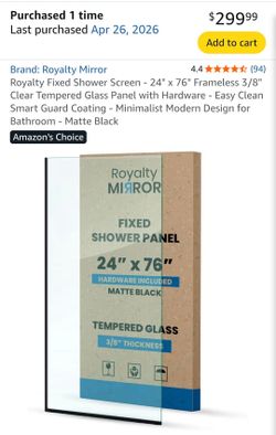 Royalty Mirror Fixed Glass Shower Partition
