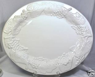 Grandmas Gallery Style White Glass Oval Serving Platter! Huge 20 inches and Heavy!