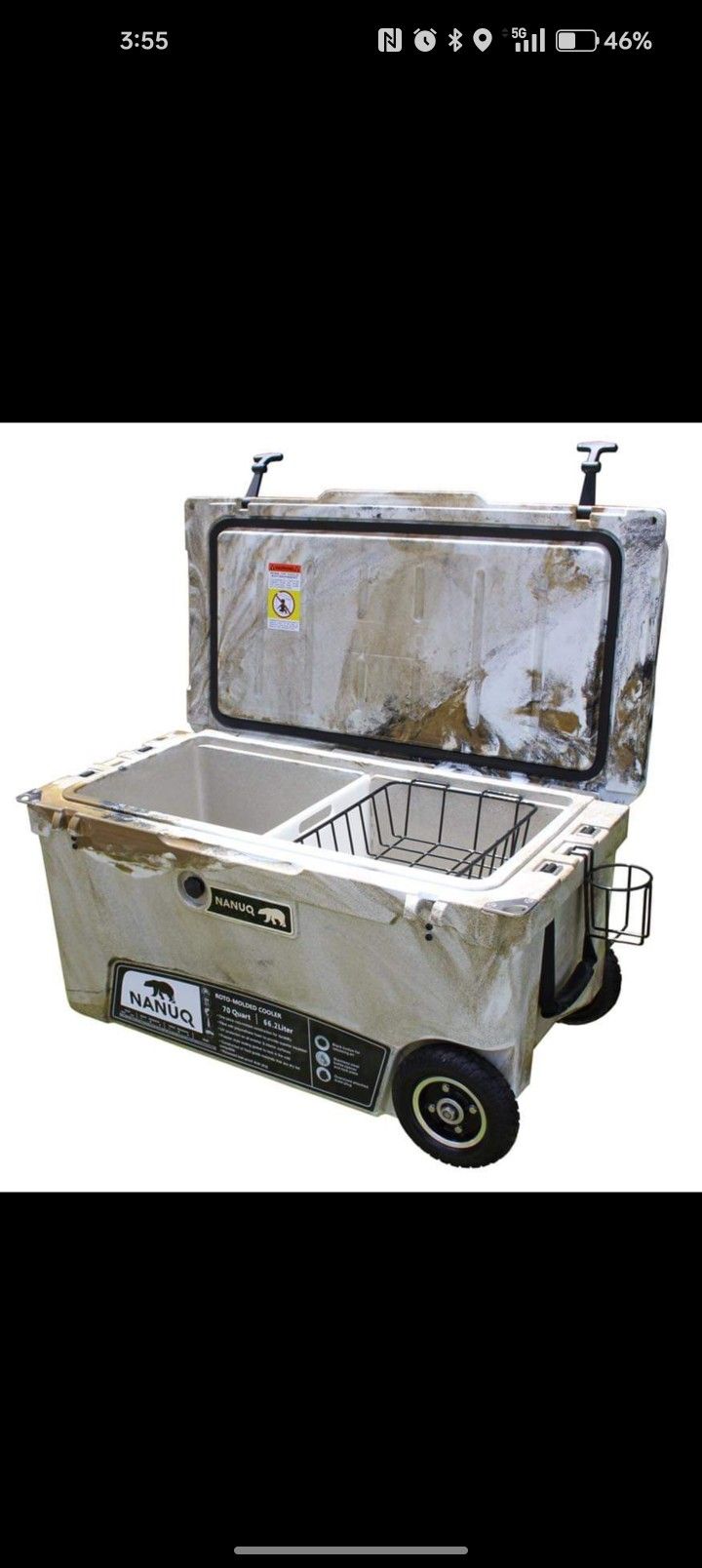 70 qt Cooler with wheels camouflage Nanuq
