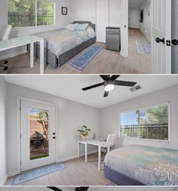 Queen Size Grey Fabric Bed w Drawers and mattress