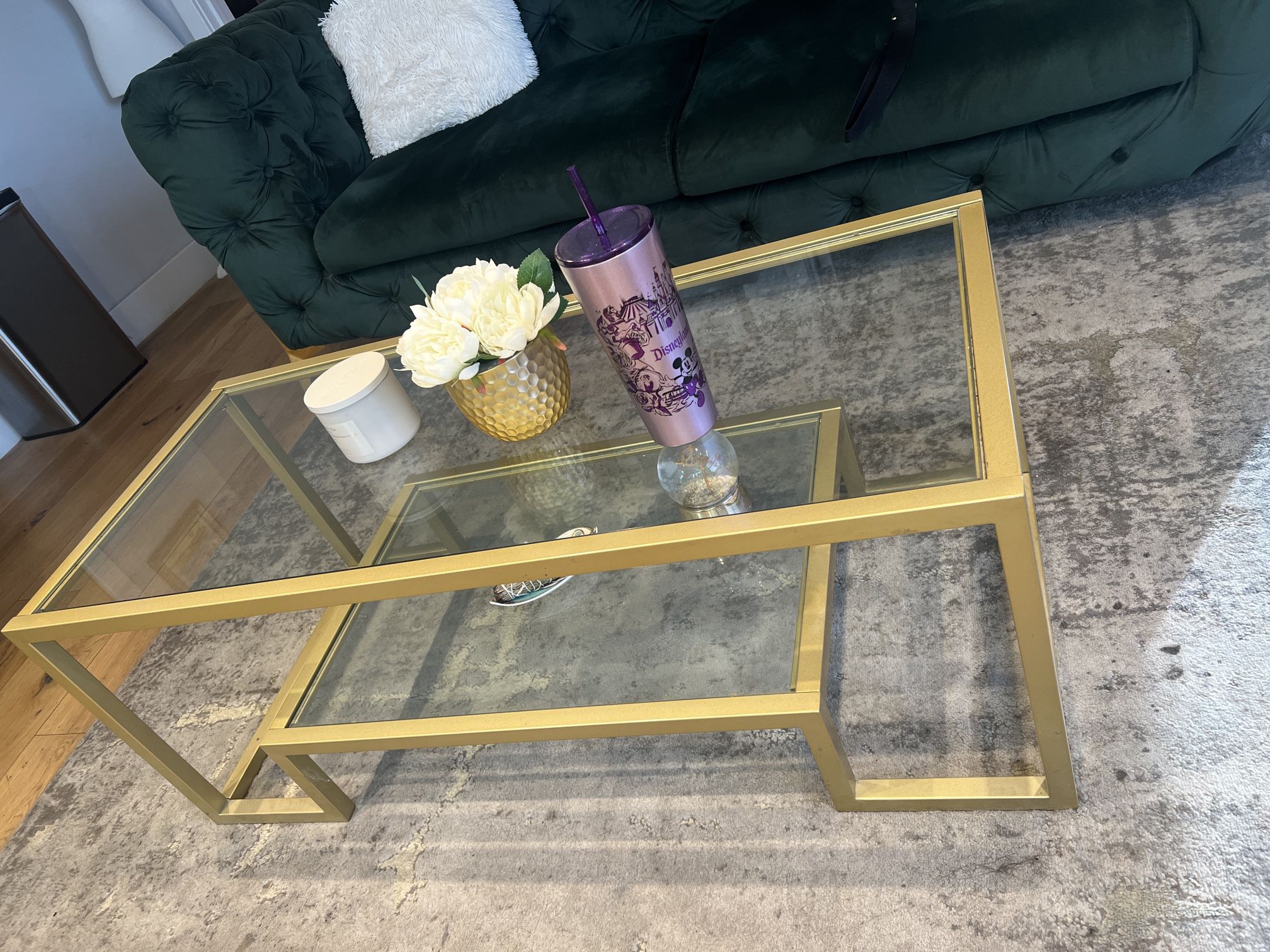 Gold And Clear Coffee Table 