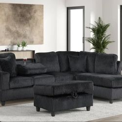 Rocket Ónyx Sectional Black No Ottoman 🔥🔥🔥