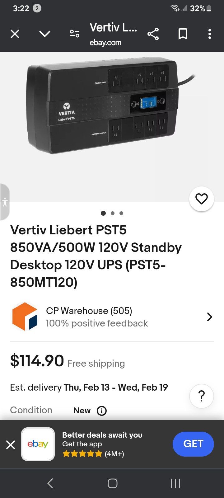 Vertiv Liebert Standby Desktop 120v Ups
