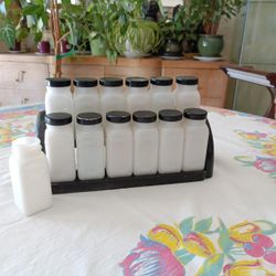 Vintage Spice Jars with Rack