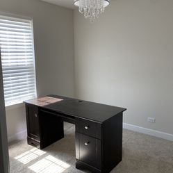 Office Furniture, Wood Desk, 2 Draws, Cabinet, Keyboard Tray