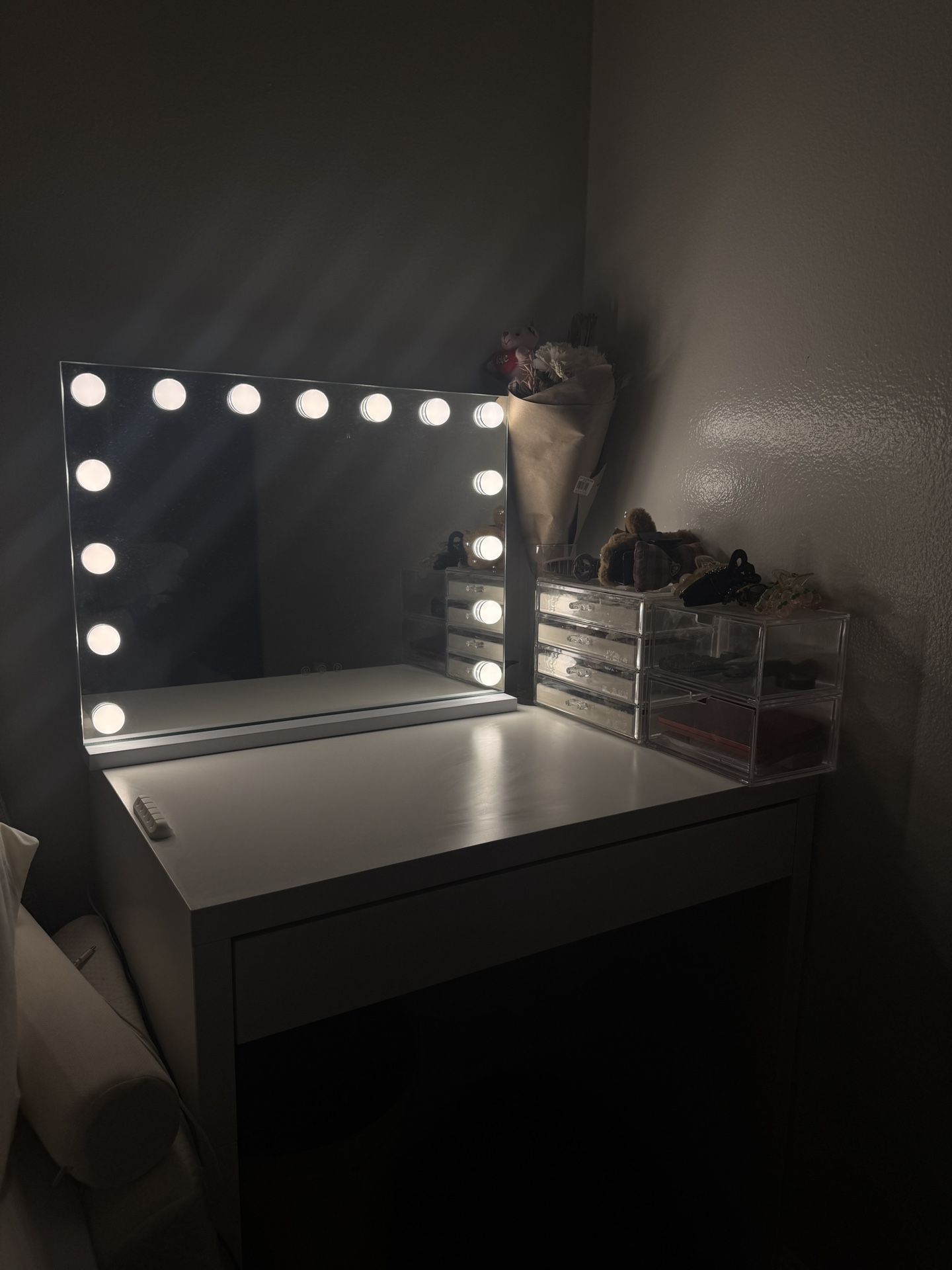 Makeup Table - IKEA Desk+Lighted Mirror