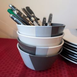 PRICE DROP - Assorted Plates Bowls Cutlery