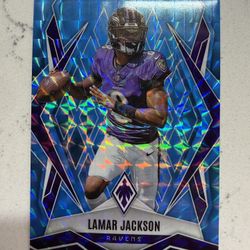 2025 Panini Phoenix - Lamar Jackson #144 Blue Prizm /385 Ravens