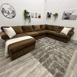 Brown Sectional Couch - Free Delivery 