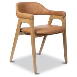 Lando Leather Dining Chair in Cognac Tan/Oak