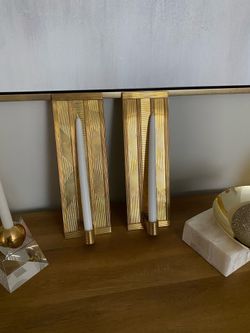 CB2  Scarla Brass Candle Wall Sconce Taper Candle Holder set of 2 from CB2 STORE $50 Firm