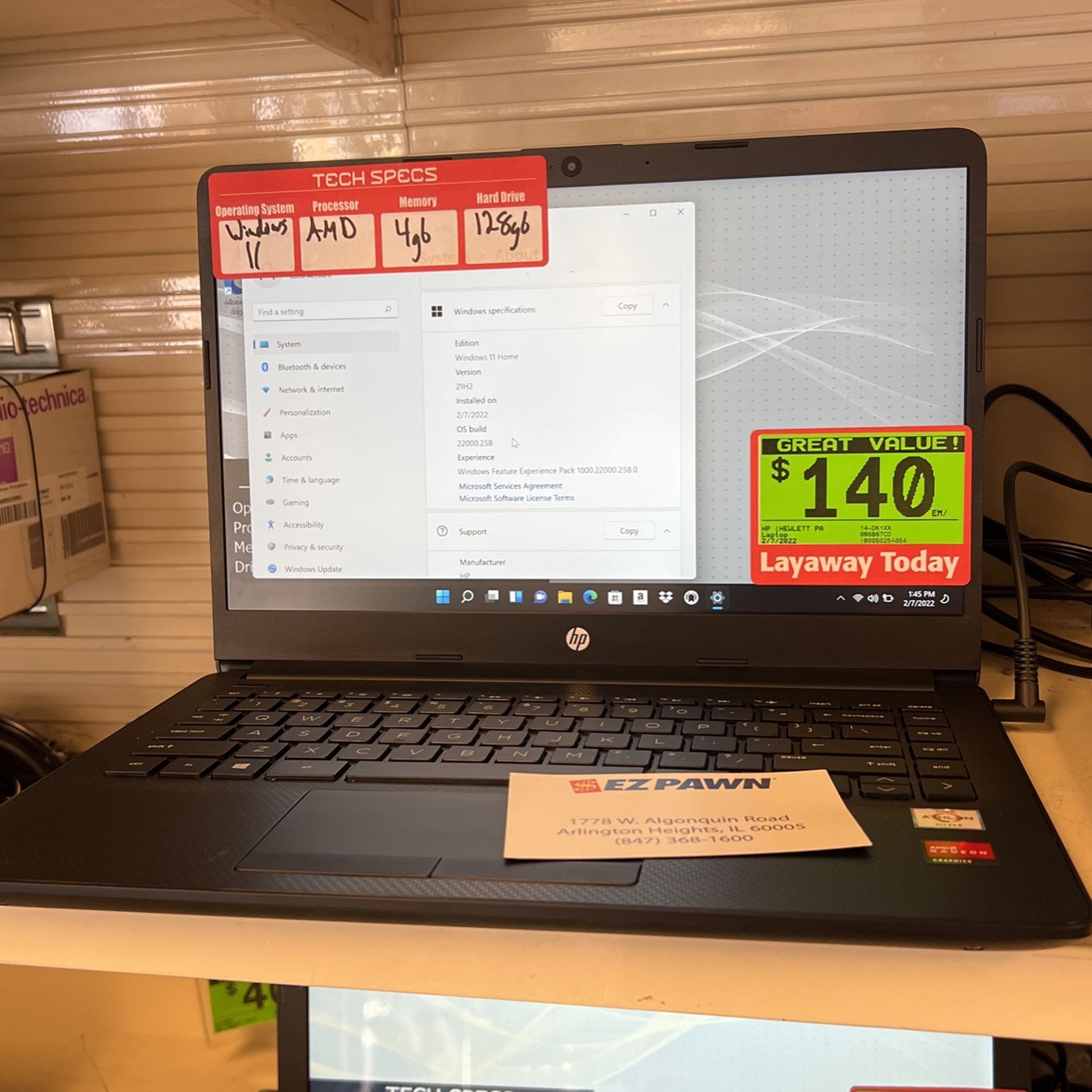 Hp 14-dk1013dx Windows 11 Laptop Computer 
