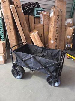 Pure Outdoor by Monoprice Heavy Duty All Terrain Collapsible Outdoor Wagon, Black