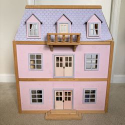 3-Story Pink Doll House with Accessories Included