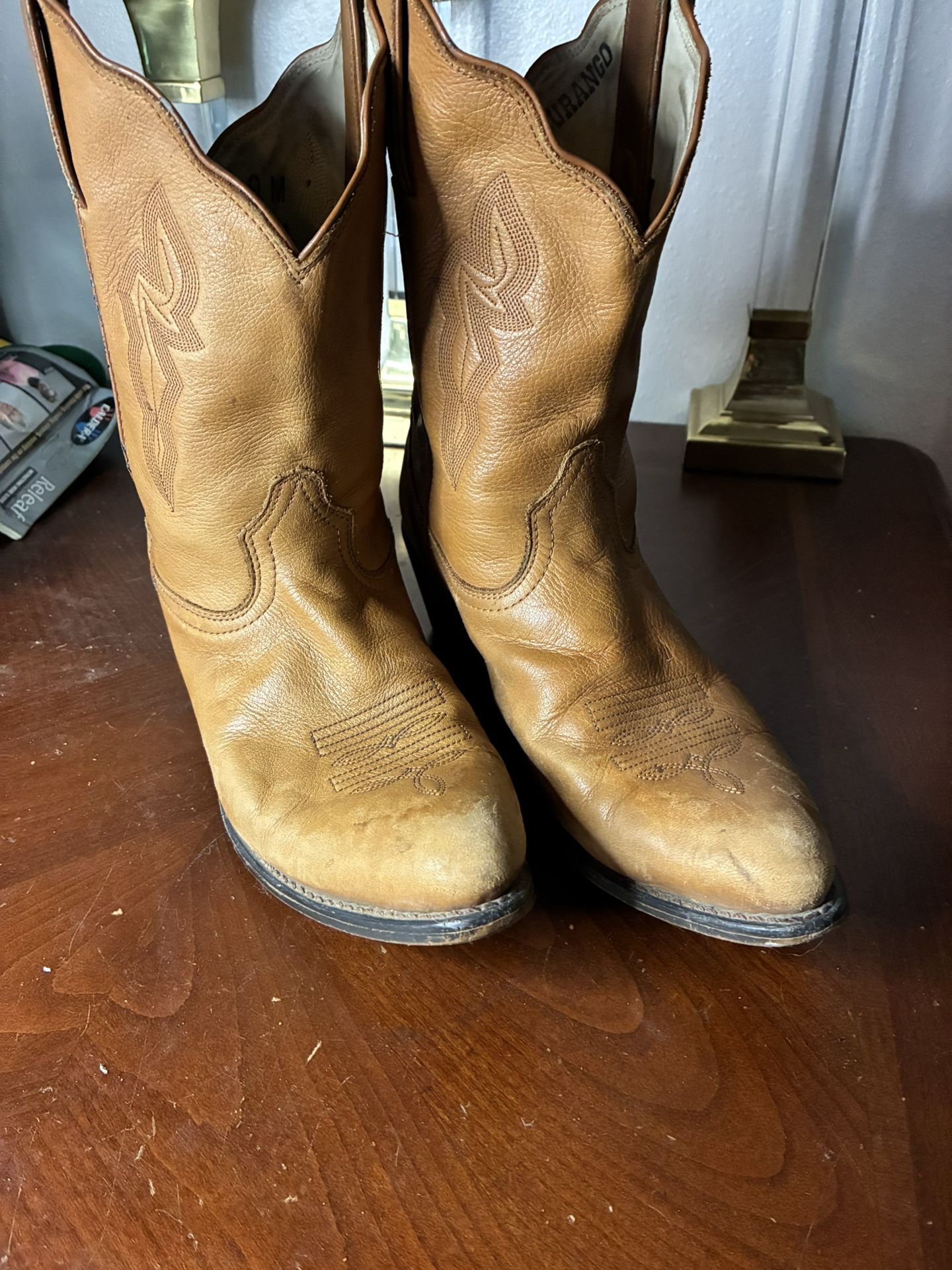 Durango Leather Boots Women's Cowboy Boots 9M Brown Tan Mid Calf Classic
