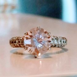 One Of A Kind 2.33 C Pink Morganite Engagement/Wedding Ring SIZE 5.25.