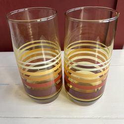 Set Of 2 Vintage Striped Glasses 