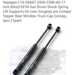 Vepagoo C16-06867 GSNI-5200-60 17 inch 60Lb/267N Gas Struts Shock Spring Lift Supports for Leer Snugtop are Camper Topper Rear Window Truck Cap Canopy