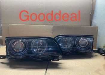 OH162 Fit 99-01 BMW 3 Series E46 Sedan 4door 330i 325i 328i LED Halo Black Headlight Pair