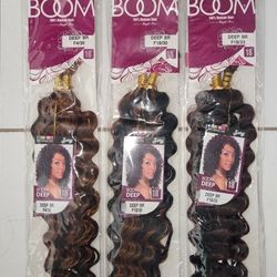 Boom Deep BR  
29 Bags F4/30. 18"L
15 Bags F1B/33 18"L 6 Bags F1B/30 18" L
Human Hair Extensions. 
$22 per bag