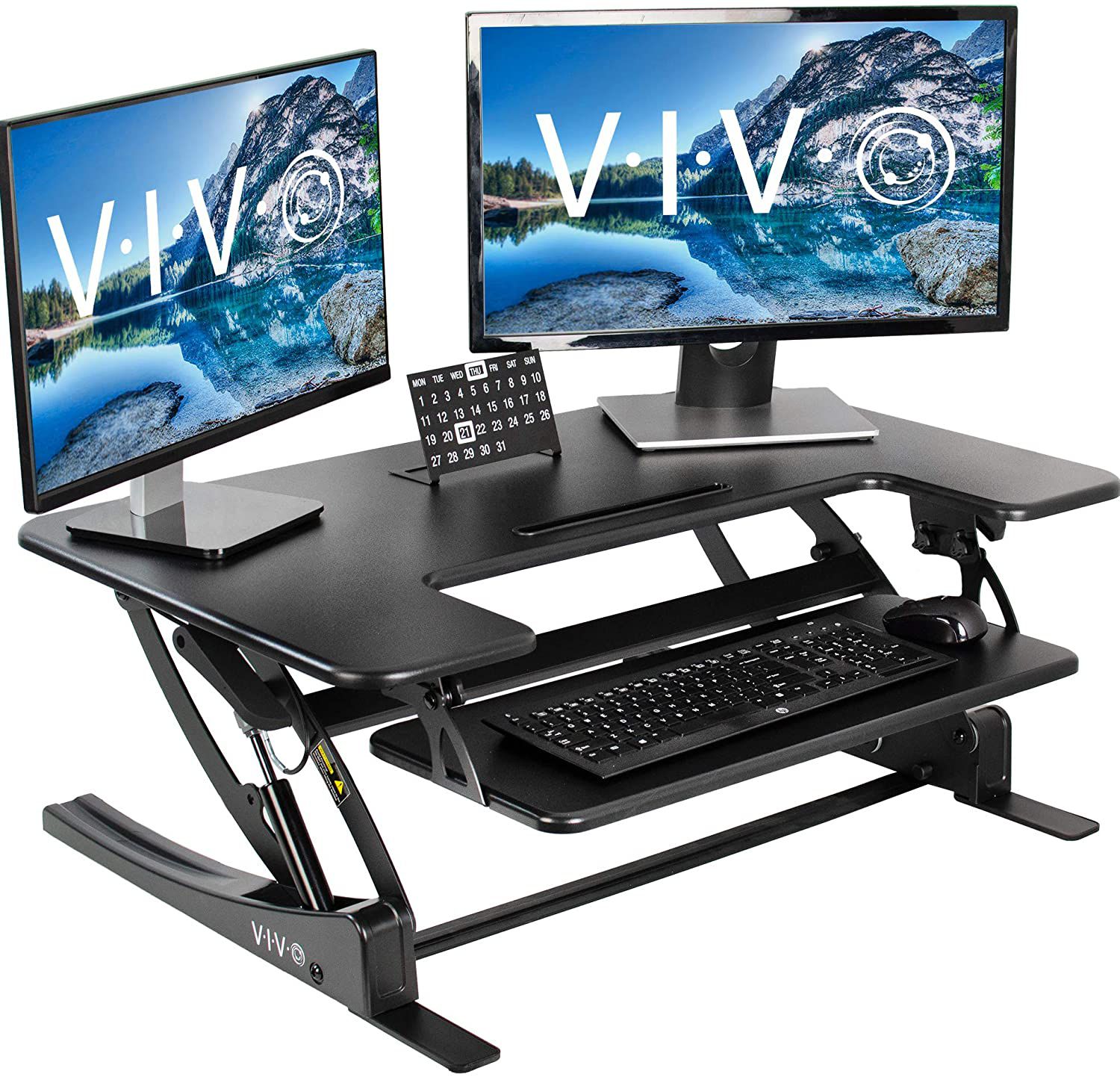 Height Adjustable 36 inch Stand up Desk Converter Quick Sit to Stand Tabletop Dual Monitor Riser NEW IN BOX