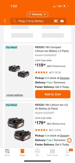 Ridgid 18 V 2 Am Each
