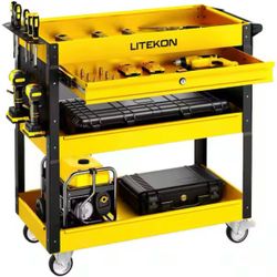 29 in. 400 lbs. Tool Storage Tool Cart With 1-Drawer on Wheels Yellow