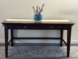 Wooden Desk - Large Craft Office Writing Deep Desk With 2 Drawers Solid