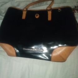 Dooney&Bourke Black And Tan With Blue And Pink Inside