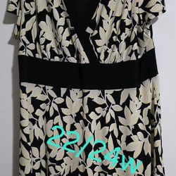 Balck Dress With Beige Flowers
