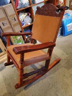 Wood Leather Chair