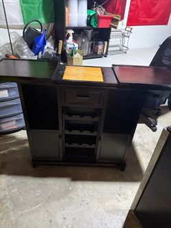 Dark Wood Bar Cabinet with Wine Rack