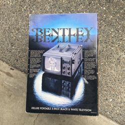 Vintage Bentley Deluxe Portable 5in Black And White T.V.
