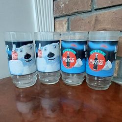 Coca Cola 1990s Polar Bear Coke Always Cool Glasses Set of 4