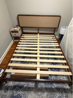 Lupin Solid Wood Bed Frame with Headboard and Silent Slats, 1000 lbs Capacity Bed Frame