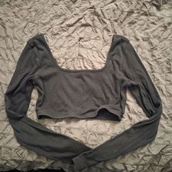 Womens Chocolate Long Sleeve Crop