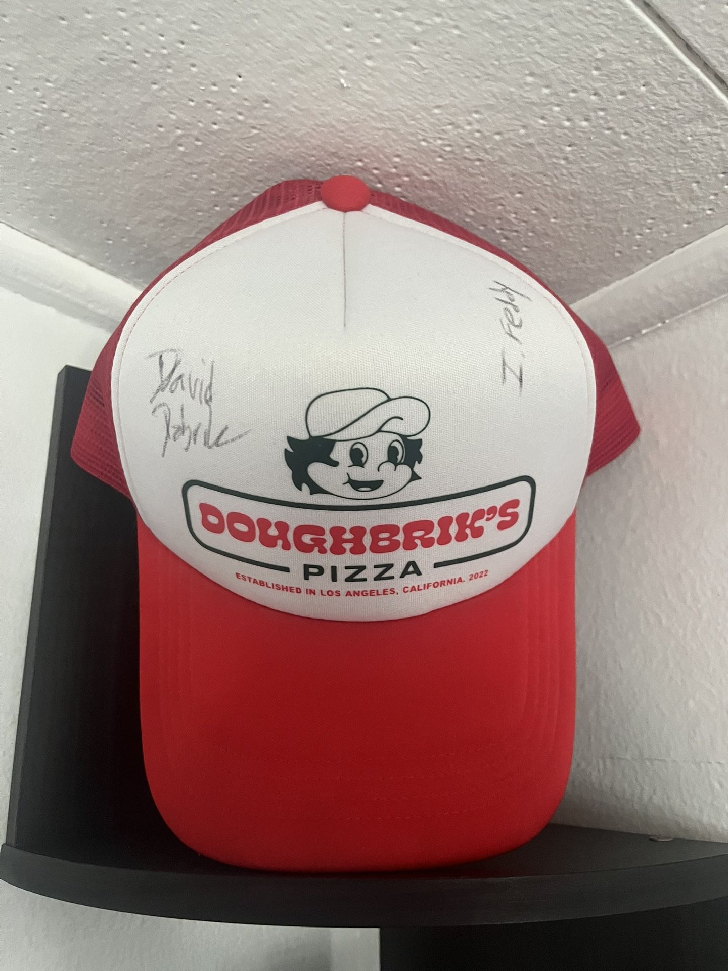 David Dobrik and Ilya Feddy signed Doughbricks pizzeria signed hat!