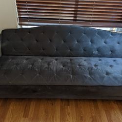 Blue Gray Tufted Couch Lays Out And Folds Up