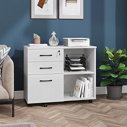 Wood File Cabinet 3- Drawer With Wheels