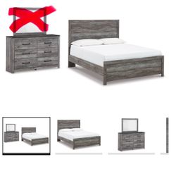 Bronyan Queen Panel Bed Set- W/ Six Draw Dresaser Plus  Two 22” 2 Drawer Nightstands