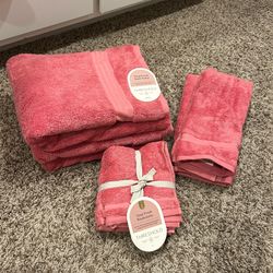 Threshold 100% Cotton Pink Towel Set of 8