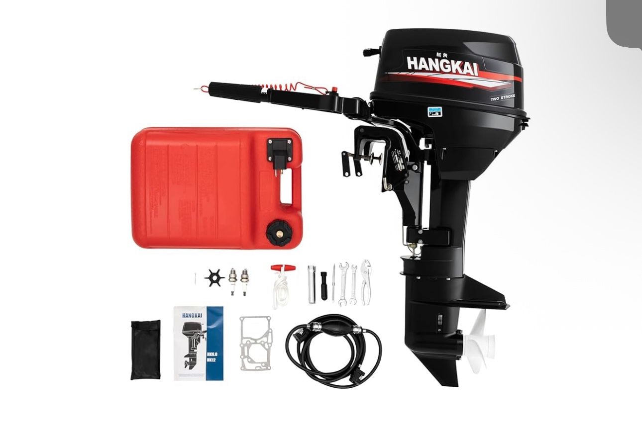 2-Stroke 12HP Outboard Motor, Multi-gear Outboard Motors, Outdoor Boat Motors with CDI Ignition System Water Cooling System for Rubber Boats Inflatabl