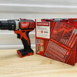 Milwaukee m18 drill and craftsman bit set (tool only)
